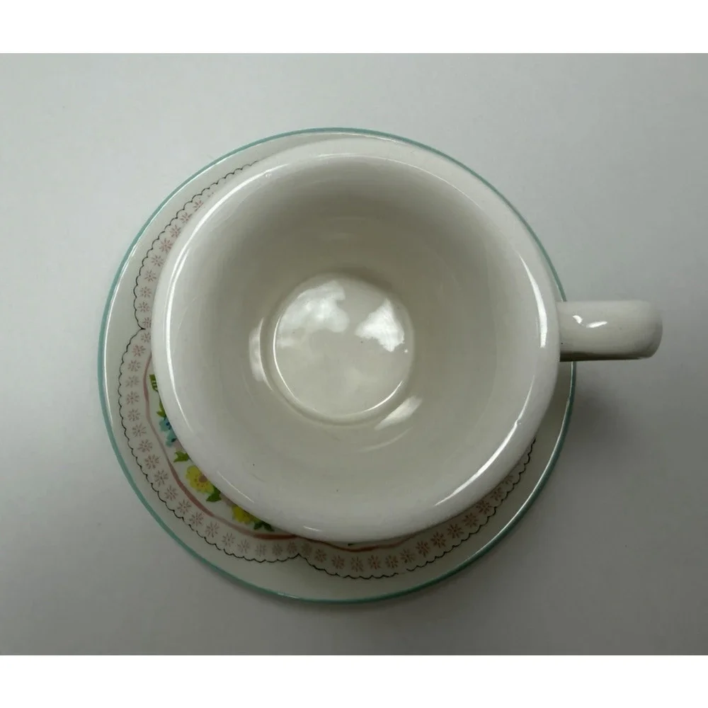 Yankee Candle Vintage Floral Pastel Ceramic Teacup & Saucer Tea Light Holder